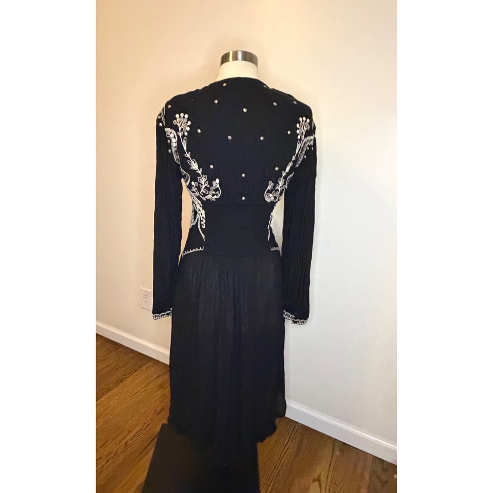 Free People Highline Skyline Maxi Top Black Embroidered Sequin Boho Festival S - Picture 3 of 10